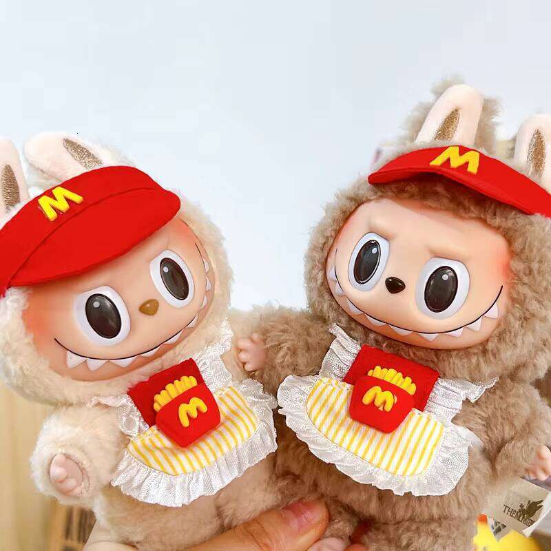 DHGadgets Pop Mart Labubu Plush Toy with French Fries Design Unique Doll Series Accessories