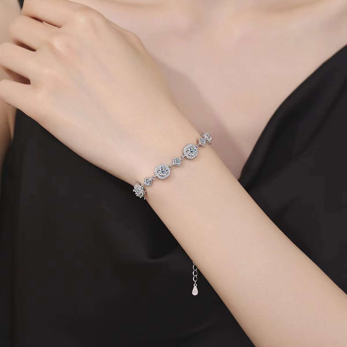 Luxury Diamond Moissanite vvs D Color single 0.5ct 5mm Tennis Round Cut Women Bracelet for Women s925 Silver Fine Jewelry