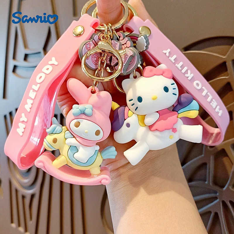 Sanrio 2025 New Hello Kitty Keychain Anime Figures Cute Kawaii Kuromi Backpack Pendant Keyring Phone Accessories Gifts Toy DIY X250612