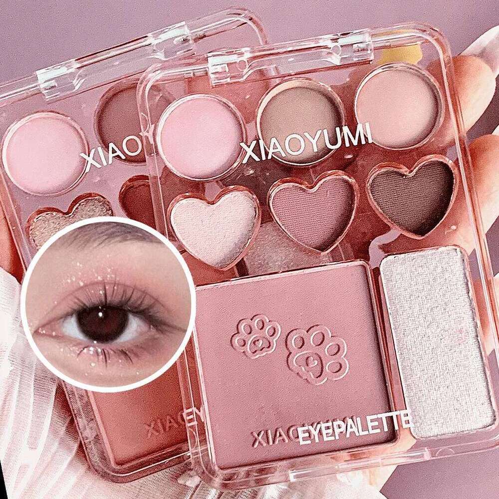 8-Color Love Palette, Sweetheart Blush & Highlighter All-in-One, Natural 3D Long-lasting Delicate Glitter Eyeshadow free shipping