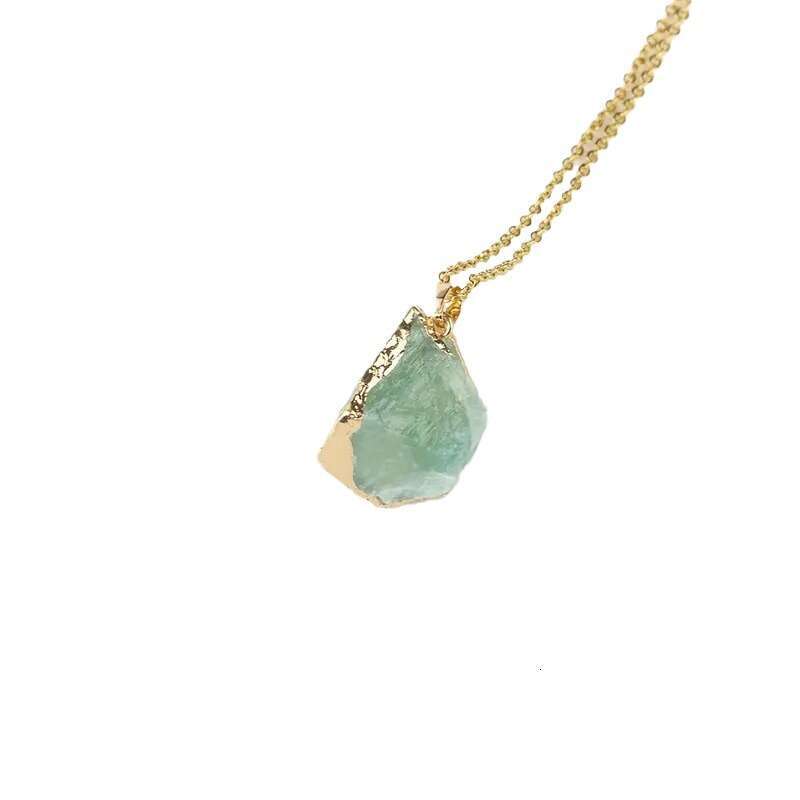 Natural Stone Irregular Raw Electroplated Gold Pendant Pink Quartz Yellow Crystal DIY Jewelry Accessories