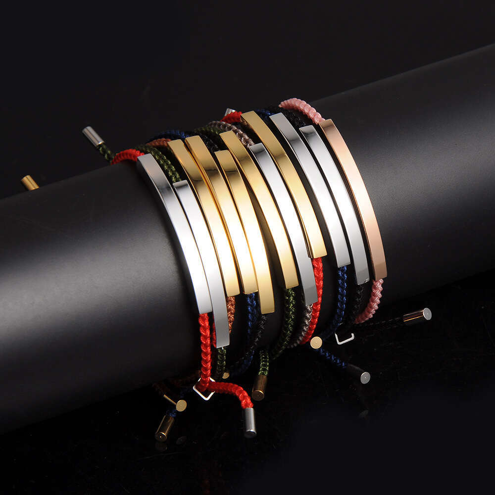 DIY Stainless Steel Hollow Tube Accessories with 2mm Braided Line Bracelet, Adjustable Size for Couples