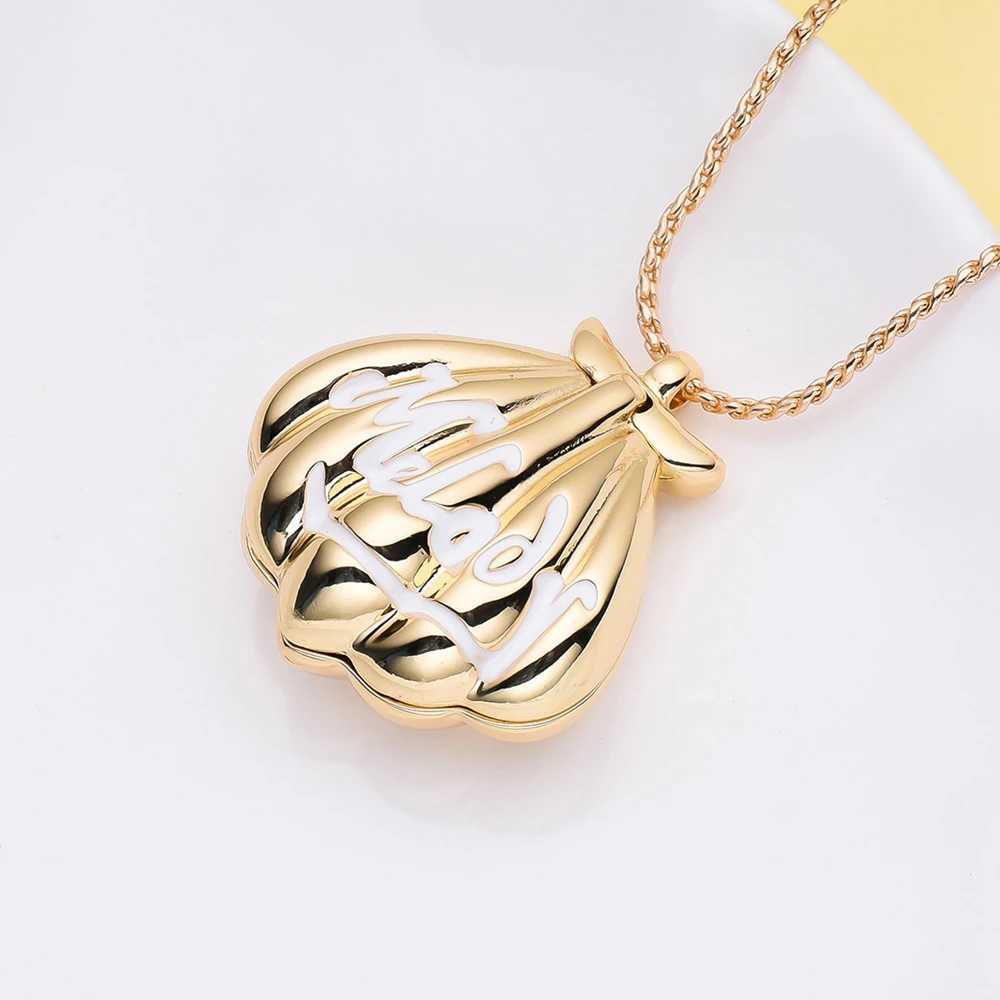 Catuni Shell Melody Exquisite Mermaid Necklace Openable Locket Pendant Gold Color Jewelry accessory Gift for Girl Women Daughter W250612