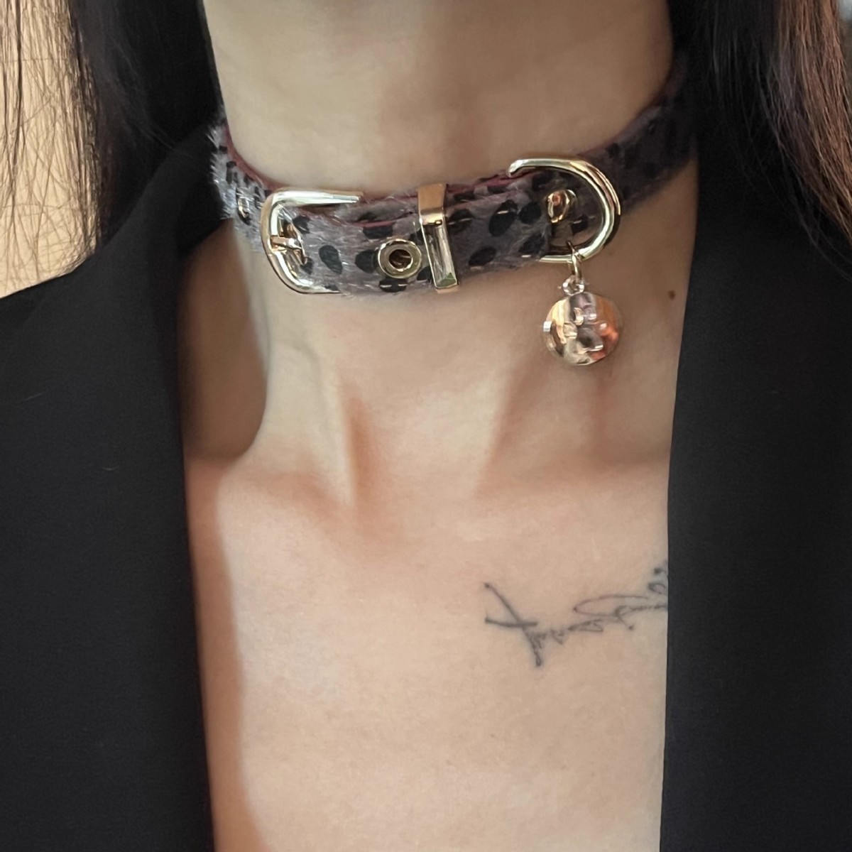 Choker Leopard 3PCS/LOT Black Red Girds Y2K hip-hop Rock Contrast Fluorescent Alien Pendant pink Chain Necklace
