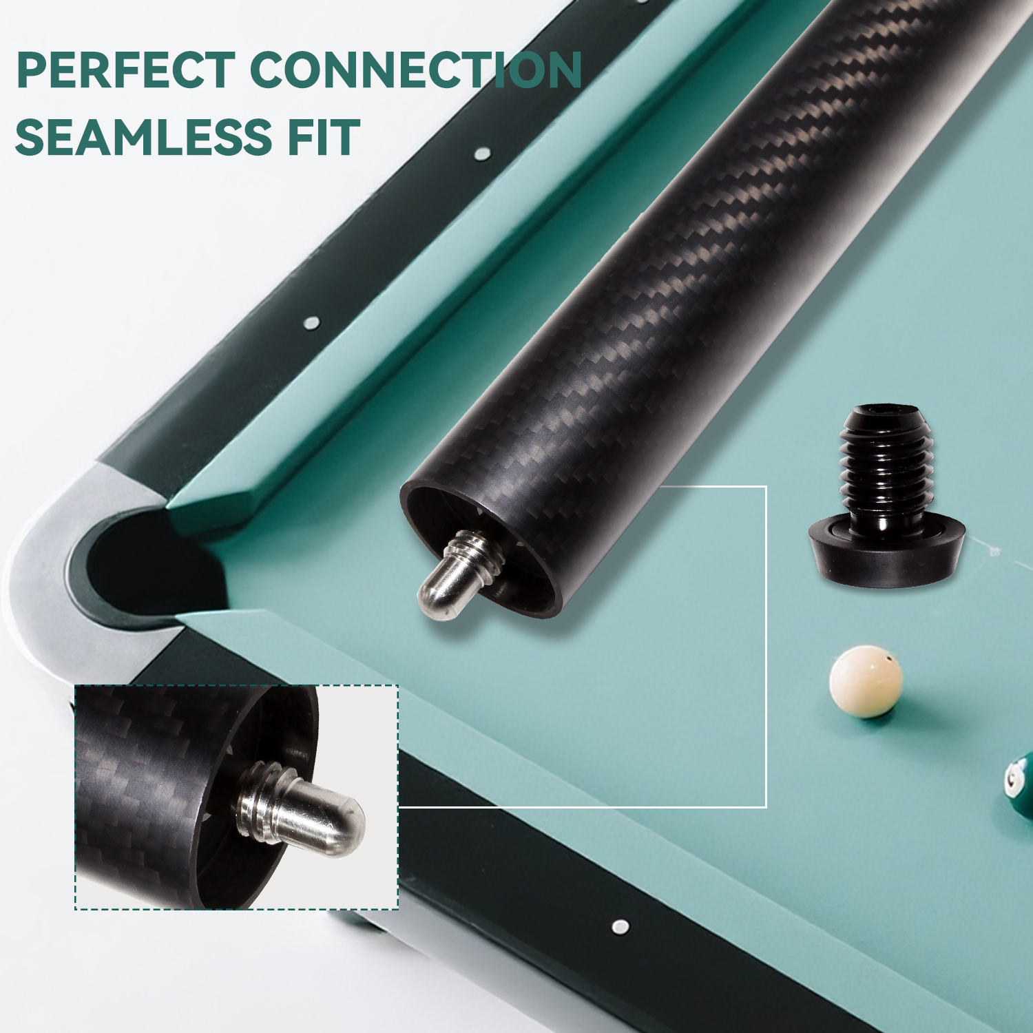 OKHEALING Pool Cue Extension Carbon Fiber Billiard Pool Stick Extender Quick Installation Billiard Accessories Parts for Pool Cue Butt End