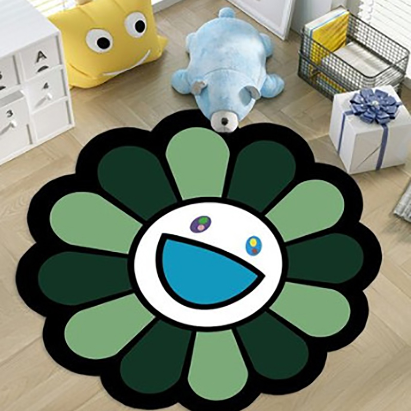 INS Cartoon Flower Round Carpet Anti-slip Children's Playground Soft Plush Rugs Coffee Table Rug Living Room Decor Floor Mats living bedroom bath