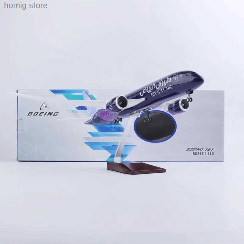 43cm B787 Riyadh Air Airline diecast airplanes scale aircraft Resin model planes With Led Light (Touch Or Sound Control) L250612