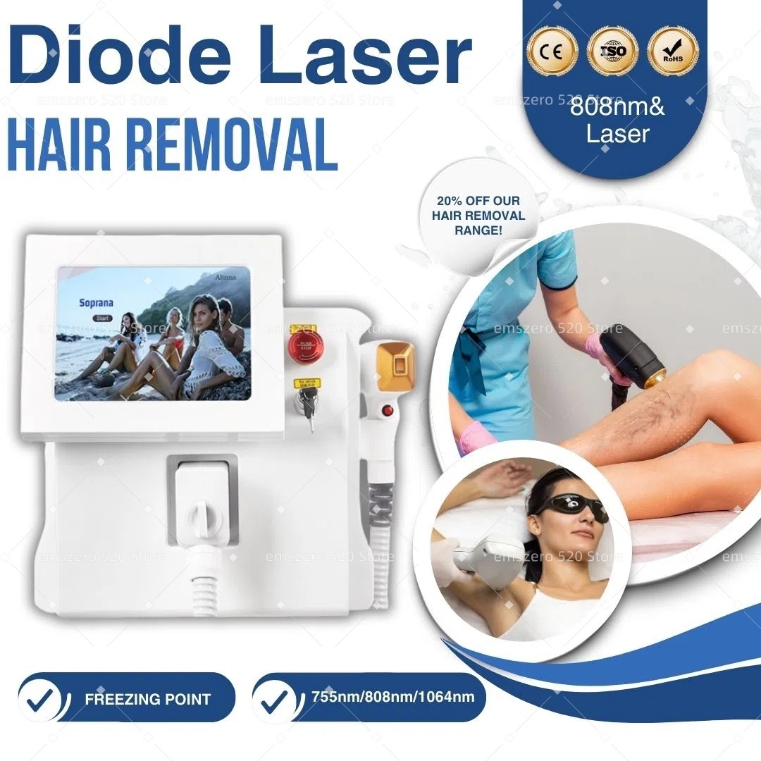 Depiladora Laser Painless Permanen 3 Wavelength Diode Laser Hair Removal Machine 808NM Ice Platinum Cooling System Beautiful