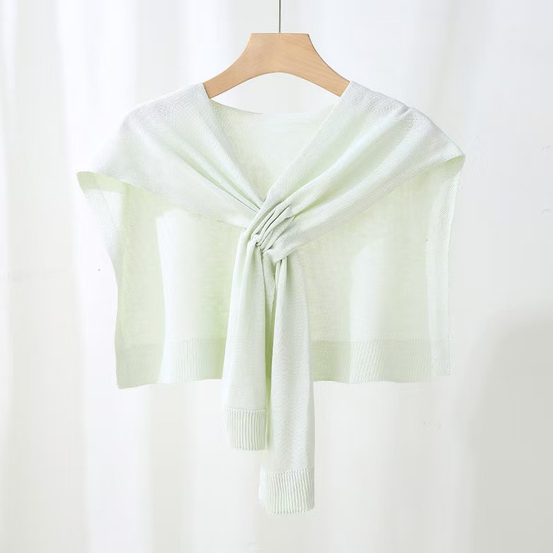 T952 new air-conditioned room knitted shawl female outerwear decorative scarf summer Korean version solid color sunscreen shawl