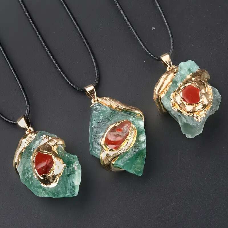 20~40mm Extra Large Gold-Plated Rough Pendant Multicolor Crystal Stone Irregular Necklace Jewelry Accessories