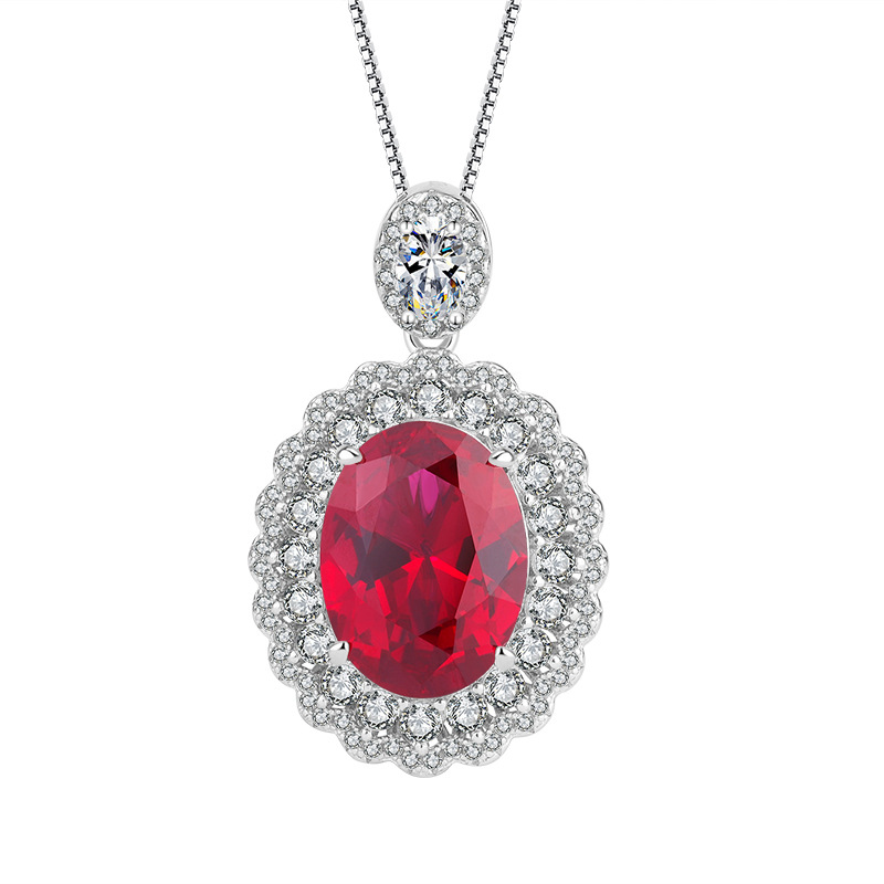 S925 Silver Faux Pigeon Blood Ruby Earrings, Ring, Pendant Set, 1216-68 Main Stone Ruby Jewelry, Perfect for Weddings and Special Occasions, Elegant F