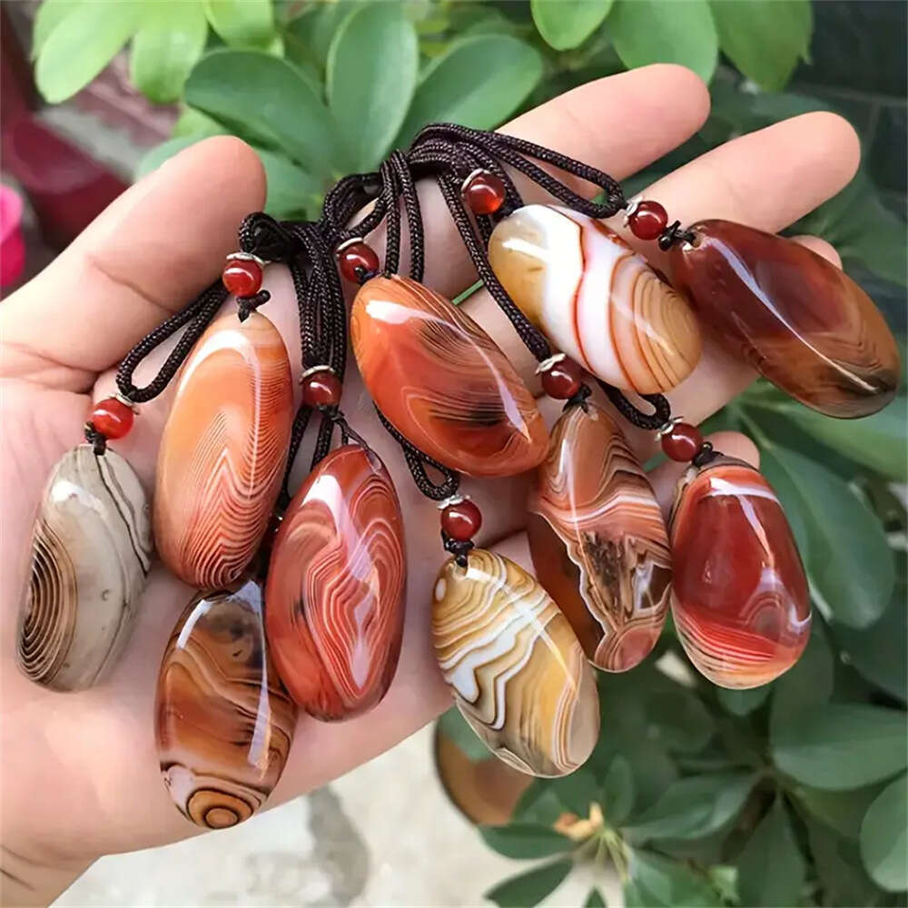 Natural Fossil Necklace Raw Stone Mineral Specimen Unisex Jewelry Pendant Colorful Conch Slice