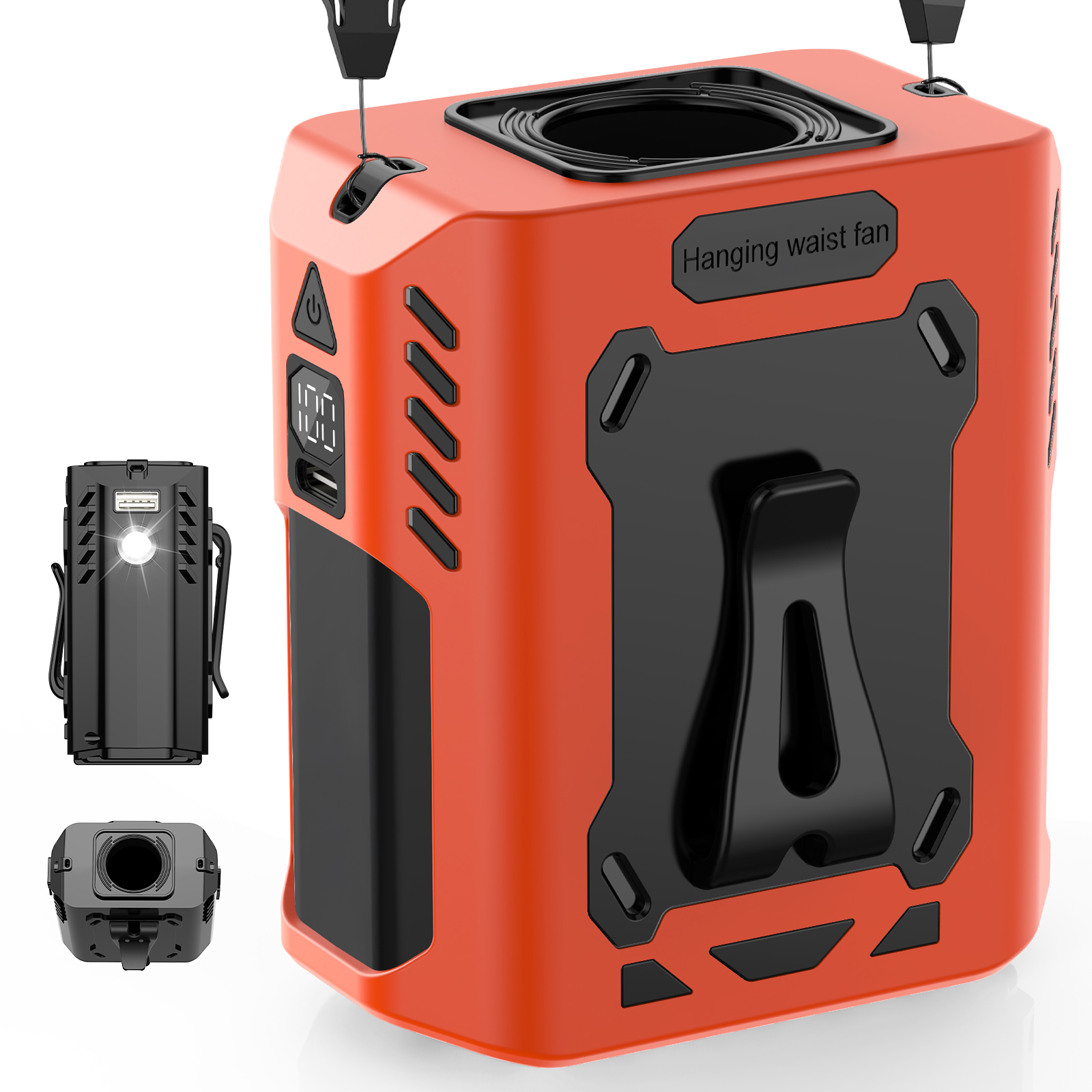 Multifunctional Hands-Free Waist Fan - 4000mAh Rechargeable High-Speed Turbofan, Clip-On/Neck/Desk Design for Outdoor Work, Cycling, Camping & Daily U