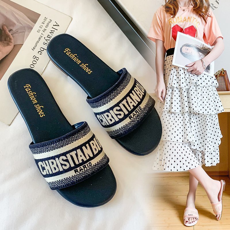 Designer Sandals Famous Designer Women Luxury Blue Pink Fashion Embroidery Sandals