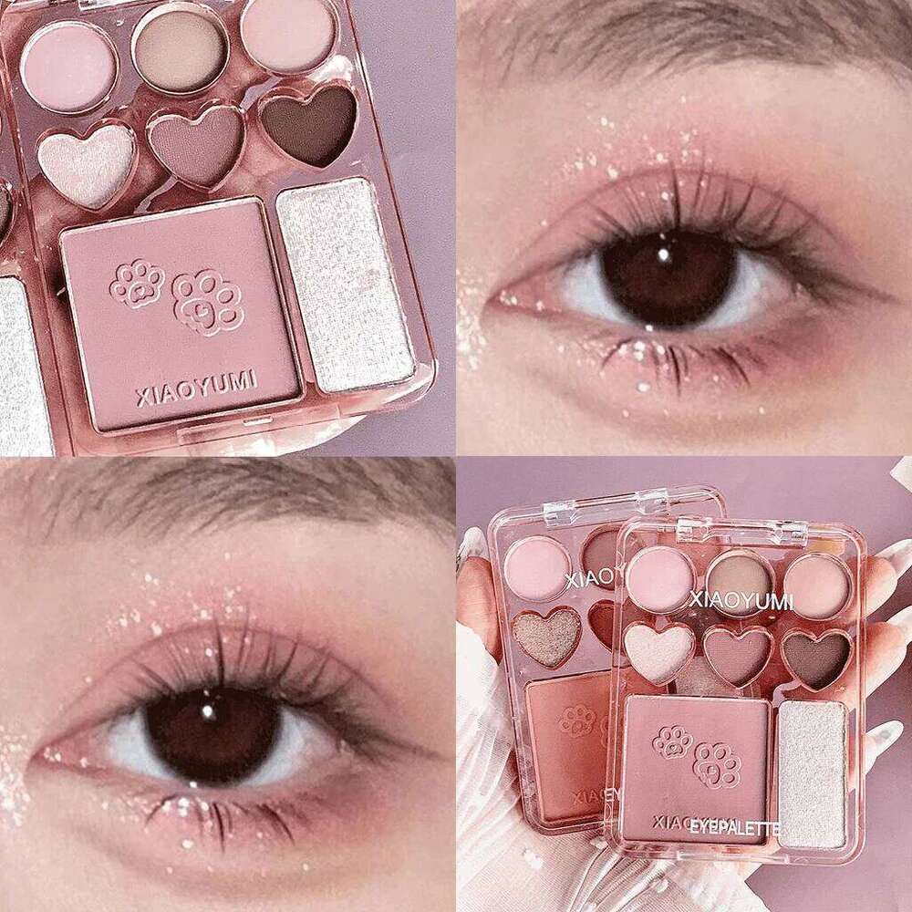 8-Color Love Palette, Sweetheart Blush & Highlighter All-in-One, Natural 3D Long-lasting Delicate Glitter Eyeshadow free shipping