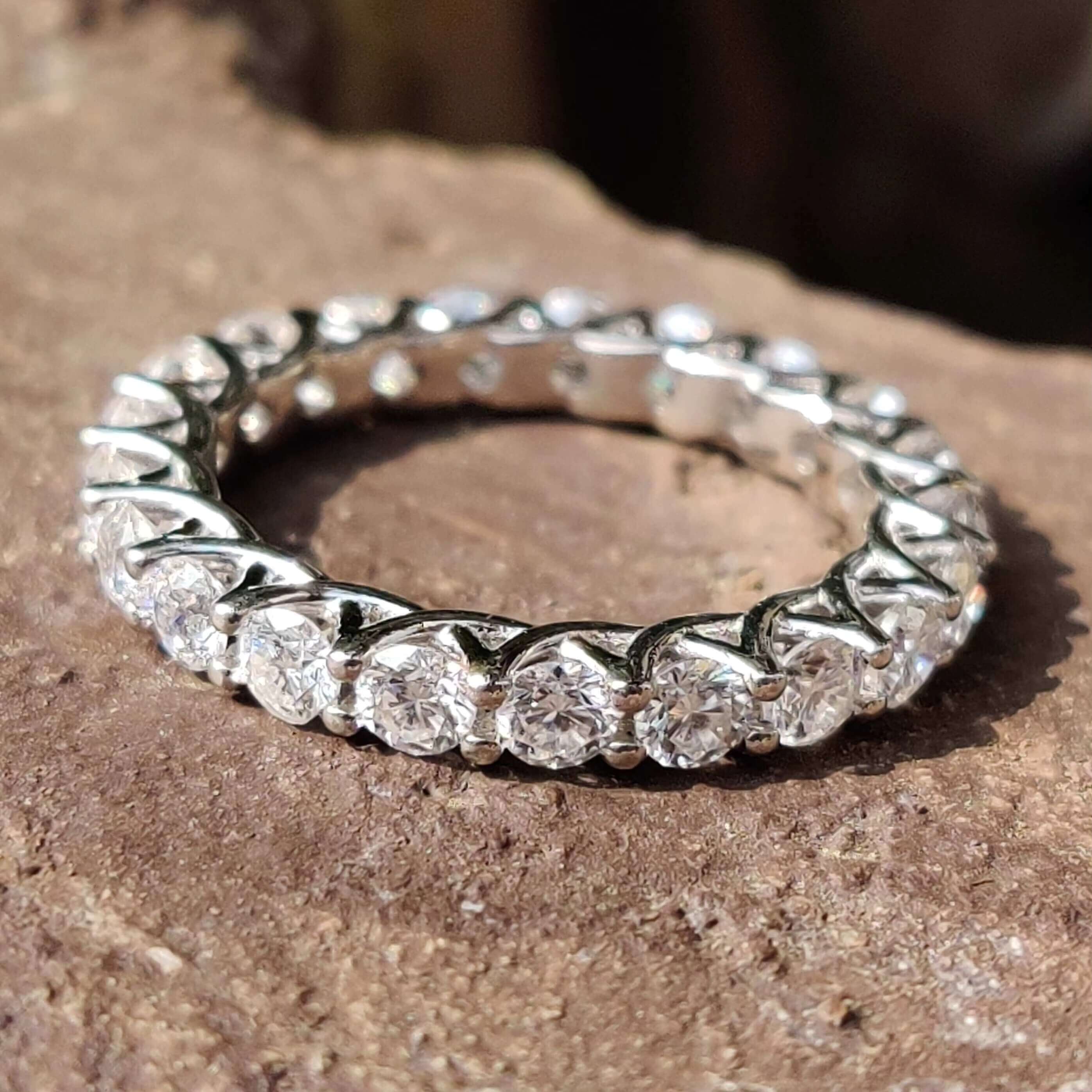 Wholesale Engagement Wedding Rings Fine Jewelry Women VVS Eternity Moissanite Diamond 925 Sterling Silver 18K Gold Plating Ring