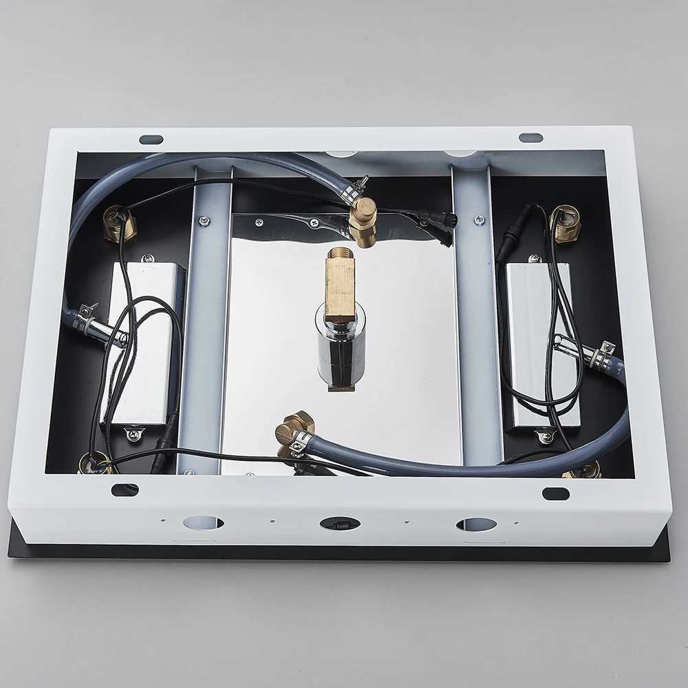 Black Ceiling Intelligent Remote Control LED Rainfall Waterfall Single Shower Head Concealed Shower Tap X2506121