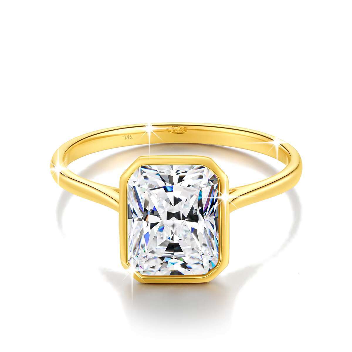 Wholesale Hollow 14K Gold 3ct Radiant Cut Moissanite Diamond Engagement Rings Fine Jewelry for Women Original Joyas De Oro