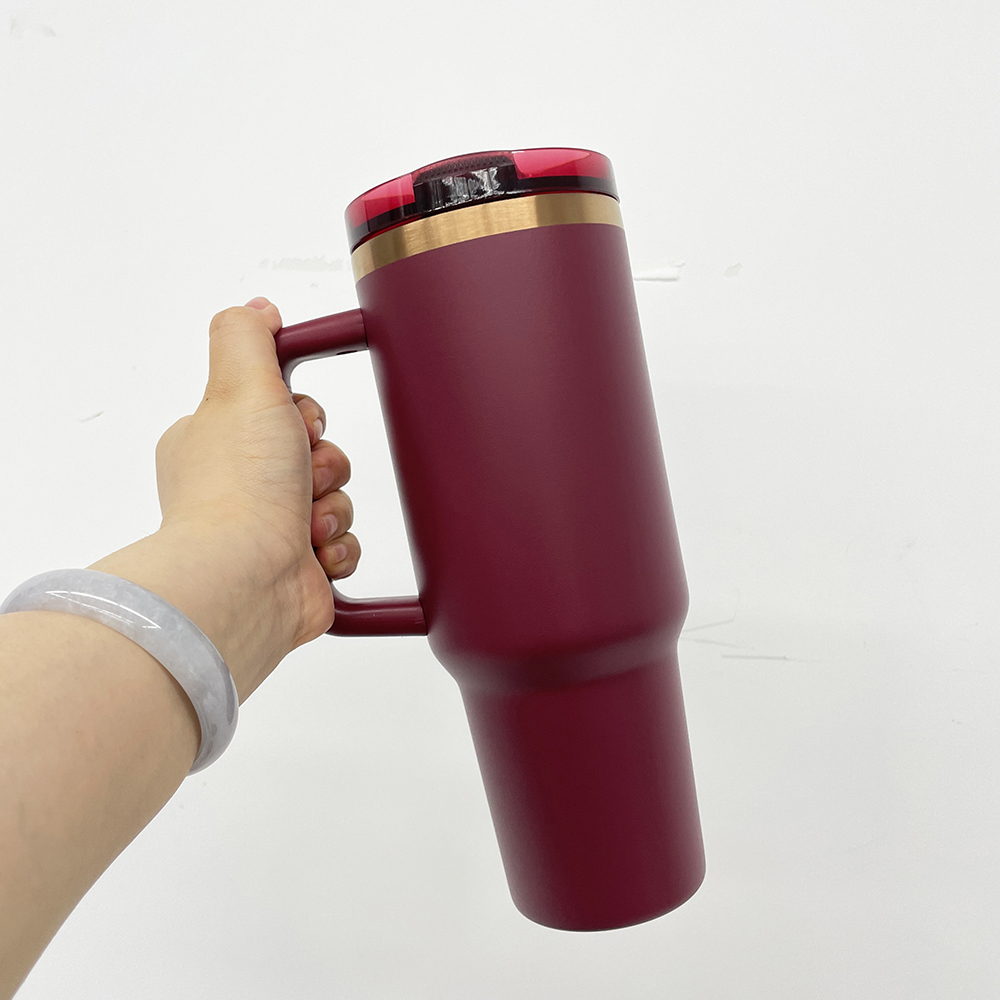 Leak proof removable flip straw 40oz copper plated tumbler double walled stainless steel vacuum insulated mug with straw for laser engrave