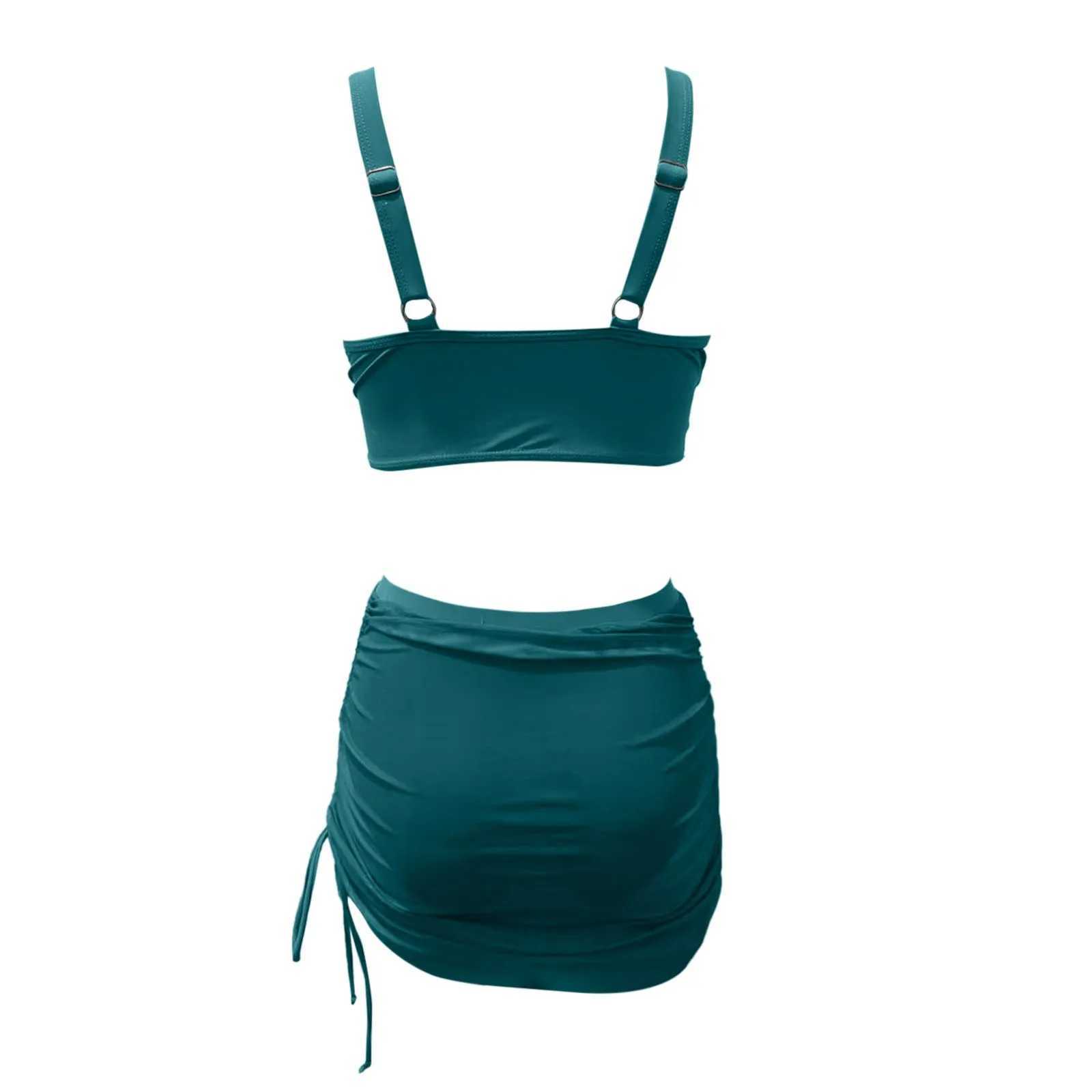 2 Piece Bathing Suits Women Swim Bikini Skirt Swimsuits High Waist Mesh Sarong Wraps Solid Color Womens Swimwear Tankini Set W250612
