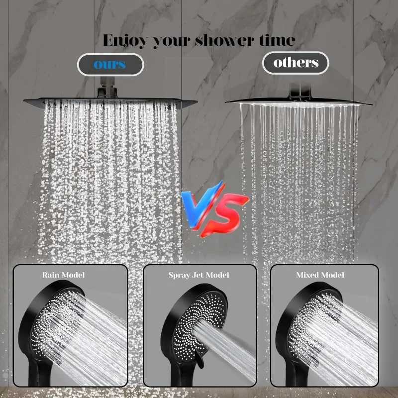 8 inch Multifunction High Pressure Rain Shower Head with Handheld Spray Combo with 11 Angle Adjustable Extension Arm/Flow R X250612