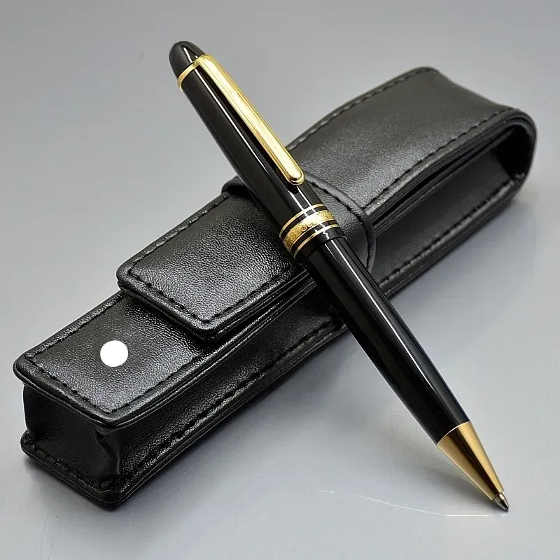 Elegant Black Resin six-pointed white star ballpoint pen Rollerball Writing Instrument for Business Use Includes Choice of Stylish Pen Pouches