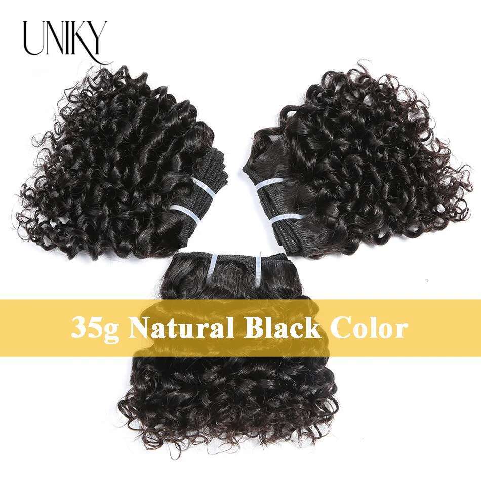 Afro Kinky Curly Natural Human Short Indian Jerry Curl Hair Bundles With 4X4 Lace Closure