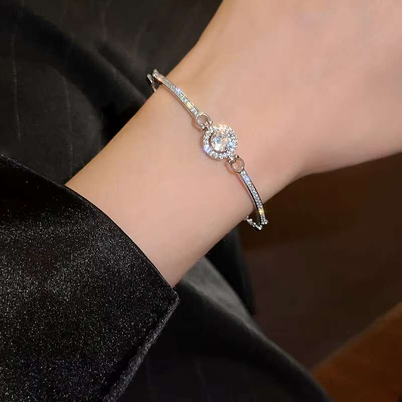 Hot Sale Moissanite Diamond Bracelets VVS 1CT 6.5mm Round Shape 925 Sterling Silver Chain for Women Wedding Fashion Jewelry