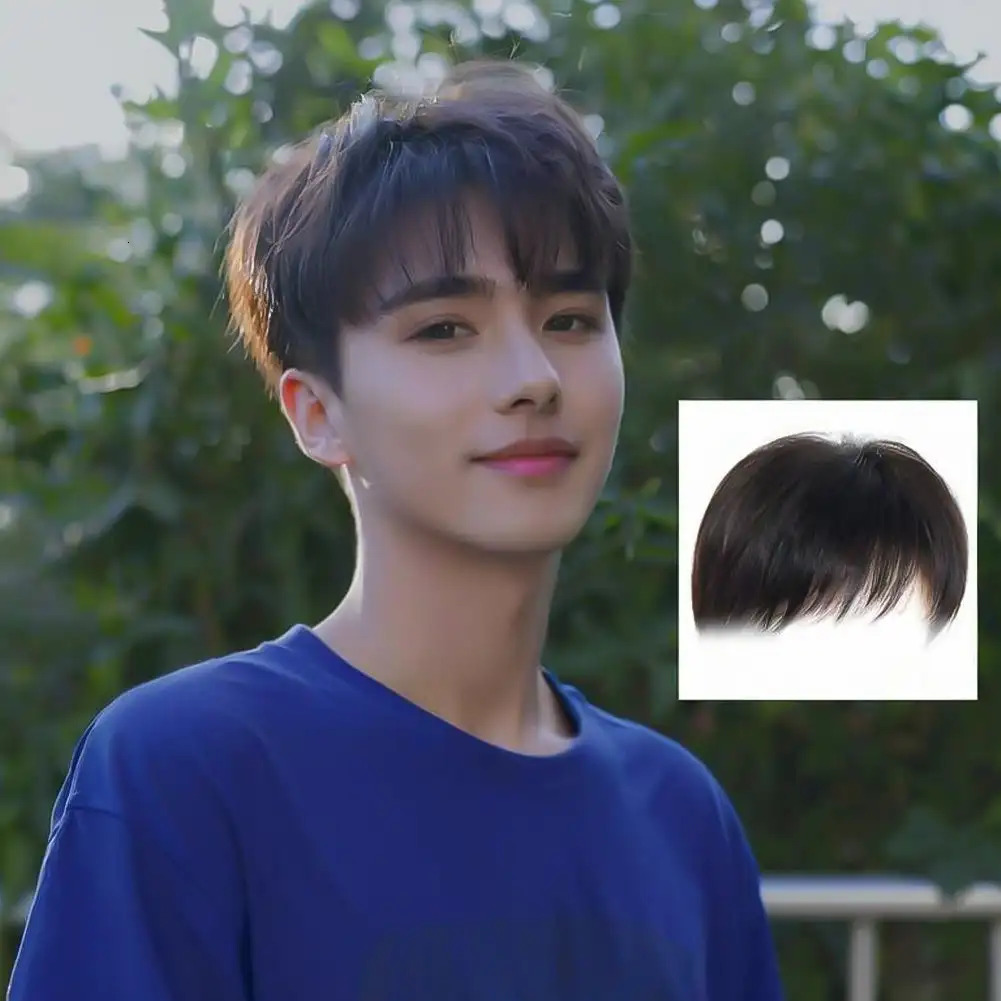 Men Hairpiece Stylish Men Wig Natural-looking Mens Synthetic Hair Wig for Spots Gray Hair Coverage Short Straight Hairpiece 250612