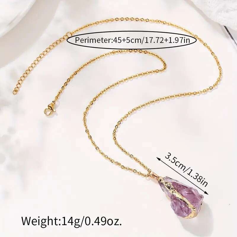 Natural Stone Irregular Raw Electroplated Gold Pendant Pink Quartz Yellow Crystal DIY Jewelry Accessories
