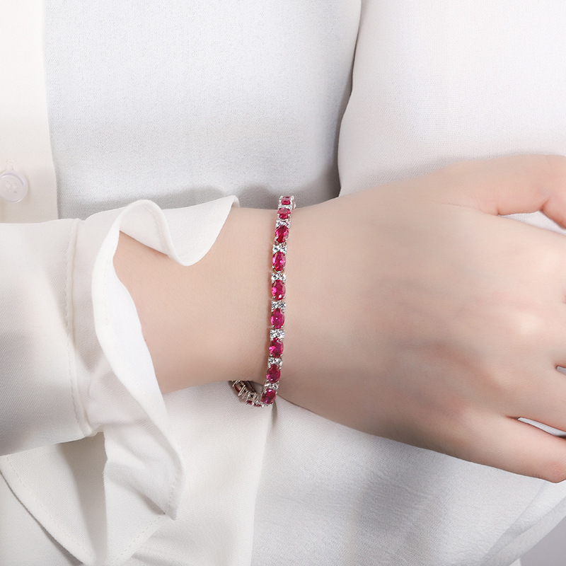 Chic S925 Solid Sterling Silver Ladies' Bracelet With Resin Diamonds - Versatile Piece Suitable For Formal Events