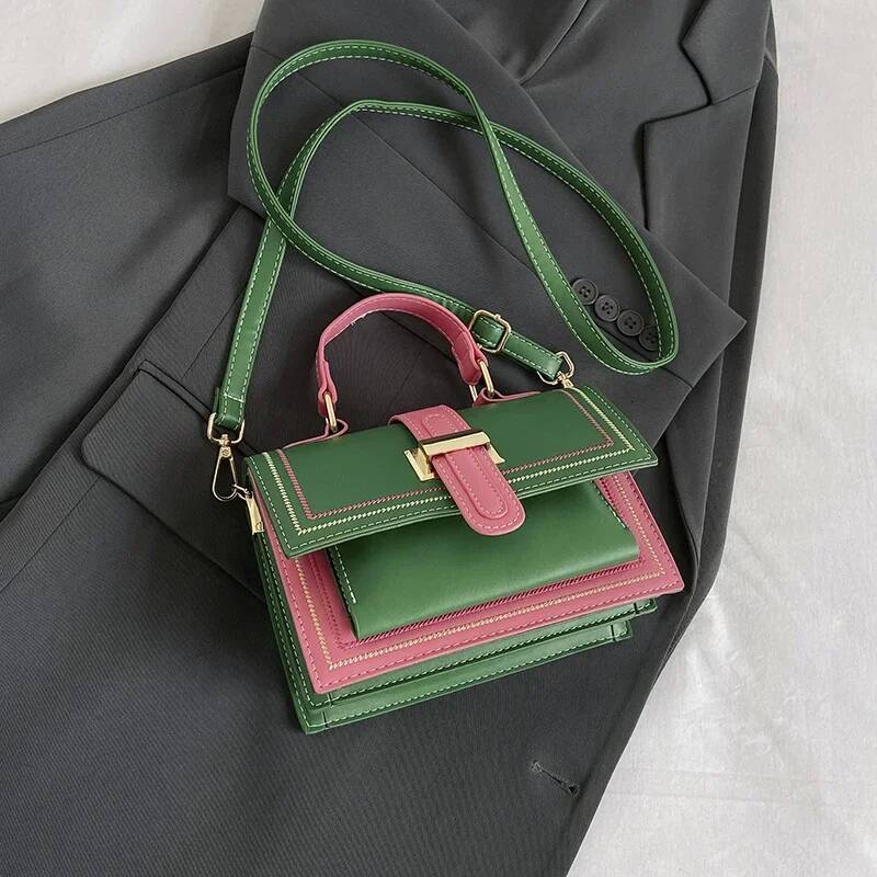 Free Shipping 2025 New Designer Bag Contrasting Color Pu Leather Women's Handbag Exquisite And Practical Wallet Top-quality Shoulder Bag