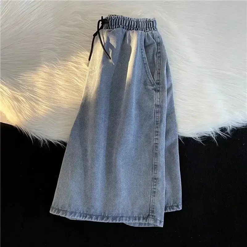 Japanese Vintage Washing Denim Shorts Mens Summer LooseFit WideLeg Beach Pants Sports Casual MidLength 250611Z