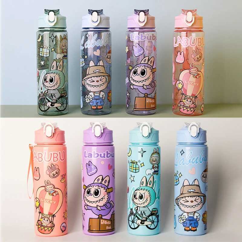 750ML Labubu Figures High-Capacity Water Cup with Straw Water Bottle Kaii Travel Portable Kids Birthday Gift XJ250612