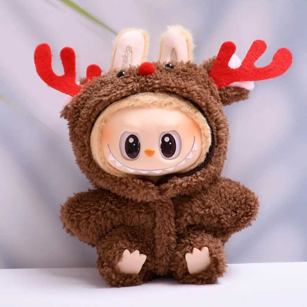 For 17cm Labubu V1 V2 clothes Christmas reindeer outfit cute baby clothes Dolls Accessories Cute Decoration Little Clothes T250612