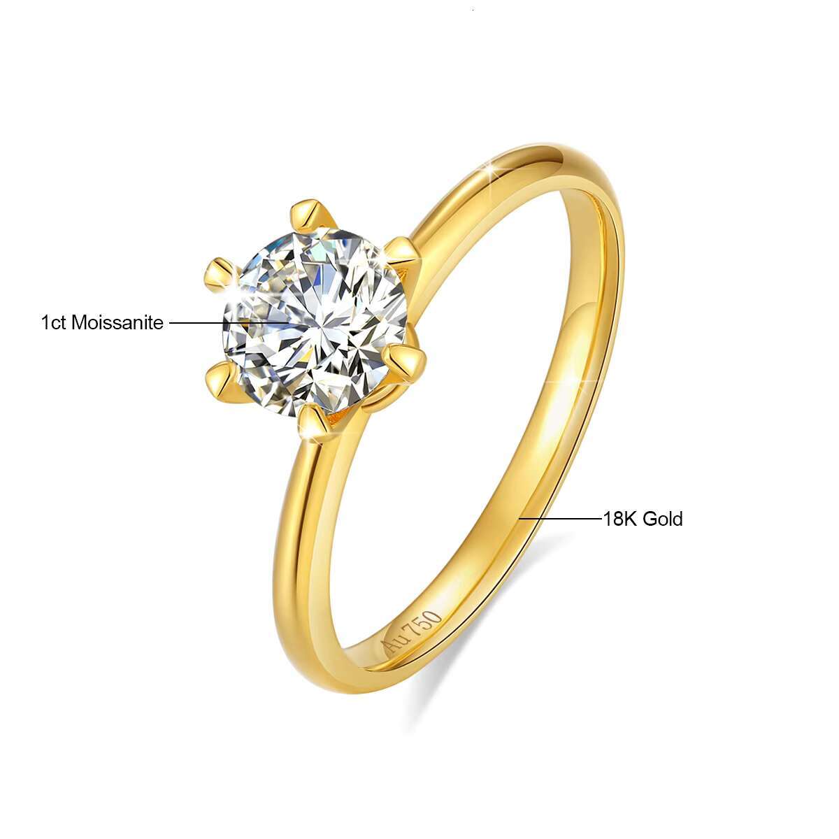Quality Jewelry Femme Bague De Fiancailles 1 ct Moissanite Diamond Rings Woman Hollow 18K Gold 5D Ring