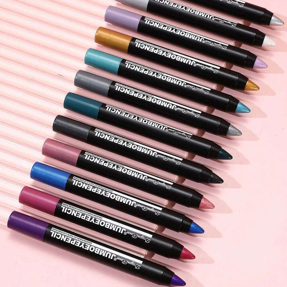 12 Colors Long-lasting Eyeshadow Pencil Waterproof Pigment Blue ple Black Shadow Stick Women Fashion Colorful Eye Makeup free shipping