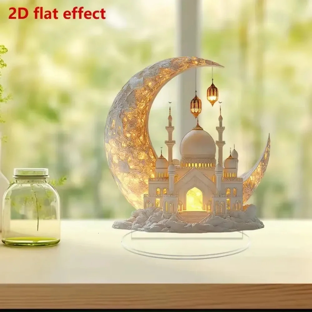 Ramadan Festival 2D Acrylic Moon Craft Ornaments Eid Al-fitr Mubarak Decorations Islamic Muslim Home Decor Party Table Gift 250606
