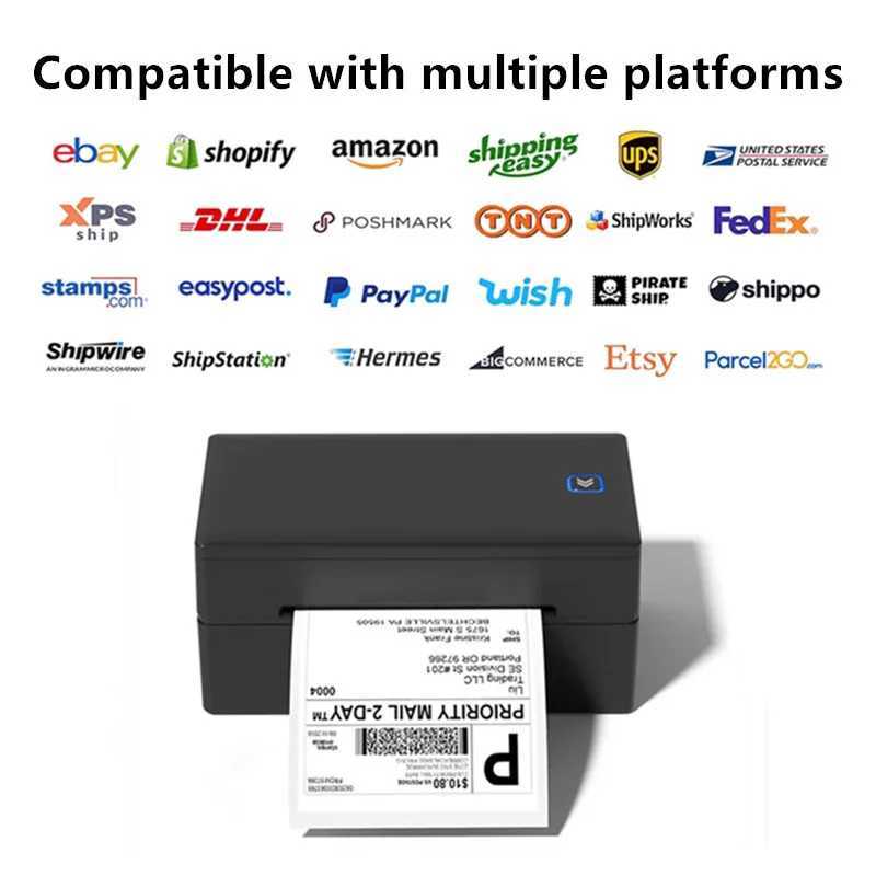 Inkless 4x6 Shipping Label Printer USB Bluetooth Express Waybill Address Barcode QR Code Adhesive Sticker Thermal Label Printer R250612