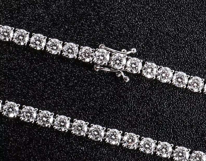 In Stock 2mm 3mm 4mm 5mm 6mm tennis chain moissanite VVS tennis necklace 925 sterling silver for Anniversary Birthday Gift