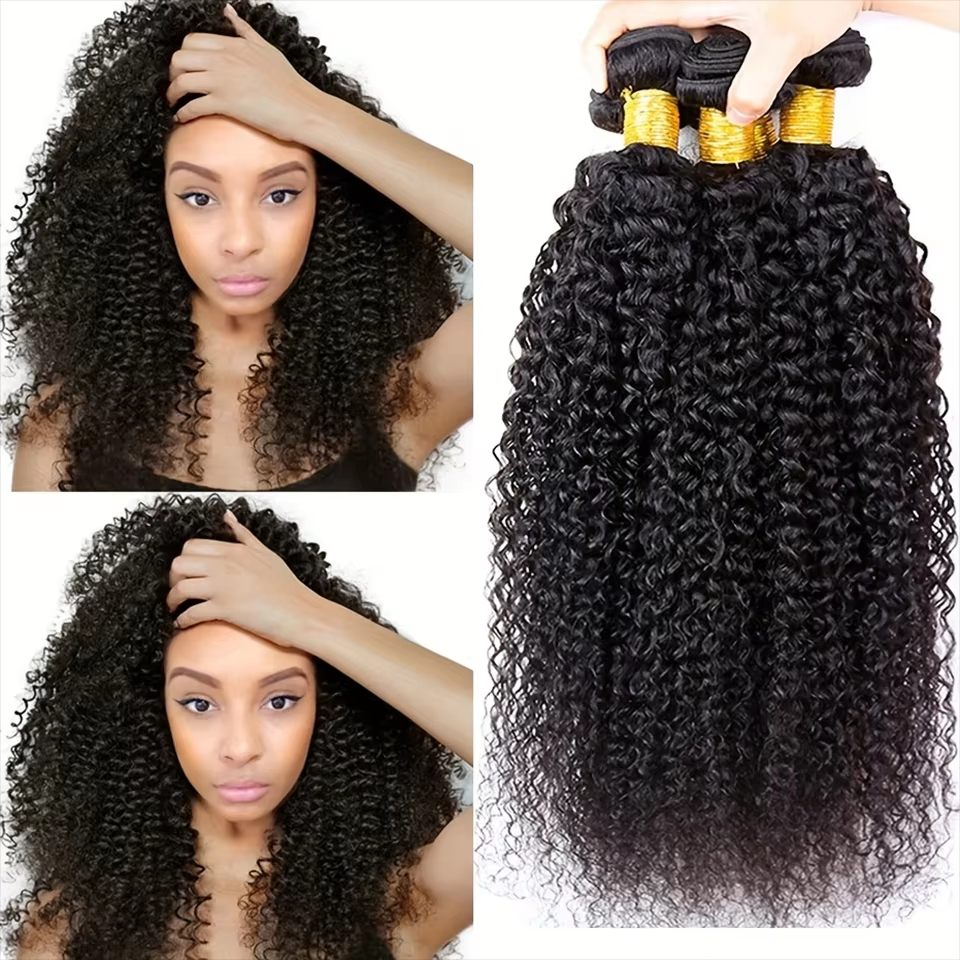 Indian Kinky Curly Hair Bundles 100% Human Hair Weave 20inch Deep Wave Jerry Curl Remy Curly Hair Extensions 1 3 4 Bundle For Women Brazilian Hair Nat