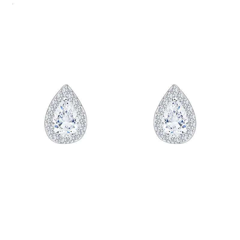 Dainty Teardrop Cubic Zirconia CZ Crystal Stud Earrings for Women Bride Bridesmaid