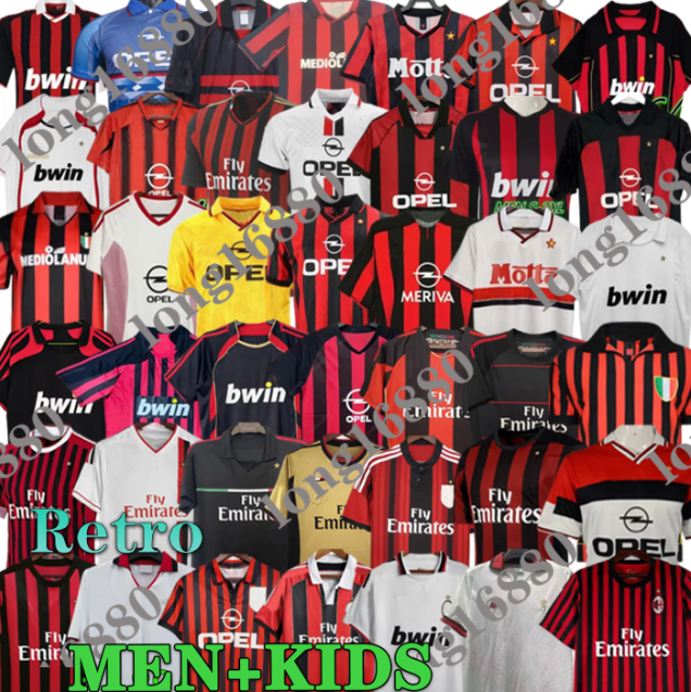 2013 2014 A C MILANS Retro soccer jersey 94 97 00 02 03 06 08 09 13 14 MEN KIDS vintage football shirt MALDINI HONDA ROBINHO BALOTELLI KAKA MONTOLIVO EL SHAARAWY TAARABT