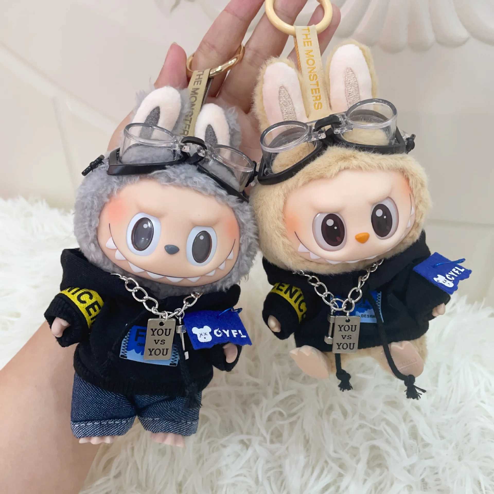 15cm/17cm Labubu Doll Clothes Sitting Party 1st 2nd Generation Outfit White Black Bear Hoodie DIY Gifts M250612