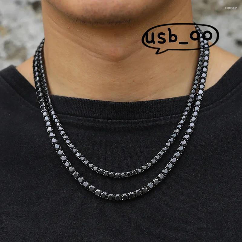 OACOCA Pendants Real 4mm 5mm Black Full Moissanite Tennis Necklace For Women And Men S925 Sterling Silver Neck Chain Plate 18K Gold Fine Jewelry