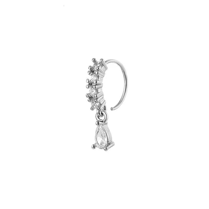 Crystal Zircon Decor Nose Ring Hoop for Women Piercing Nariz Cartilage Earrings Dangling Nose Piercing Septum 250611
