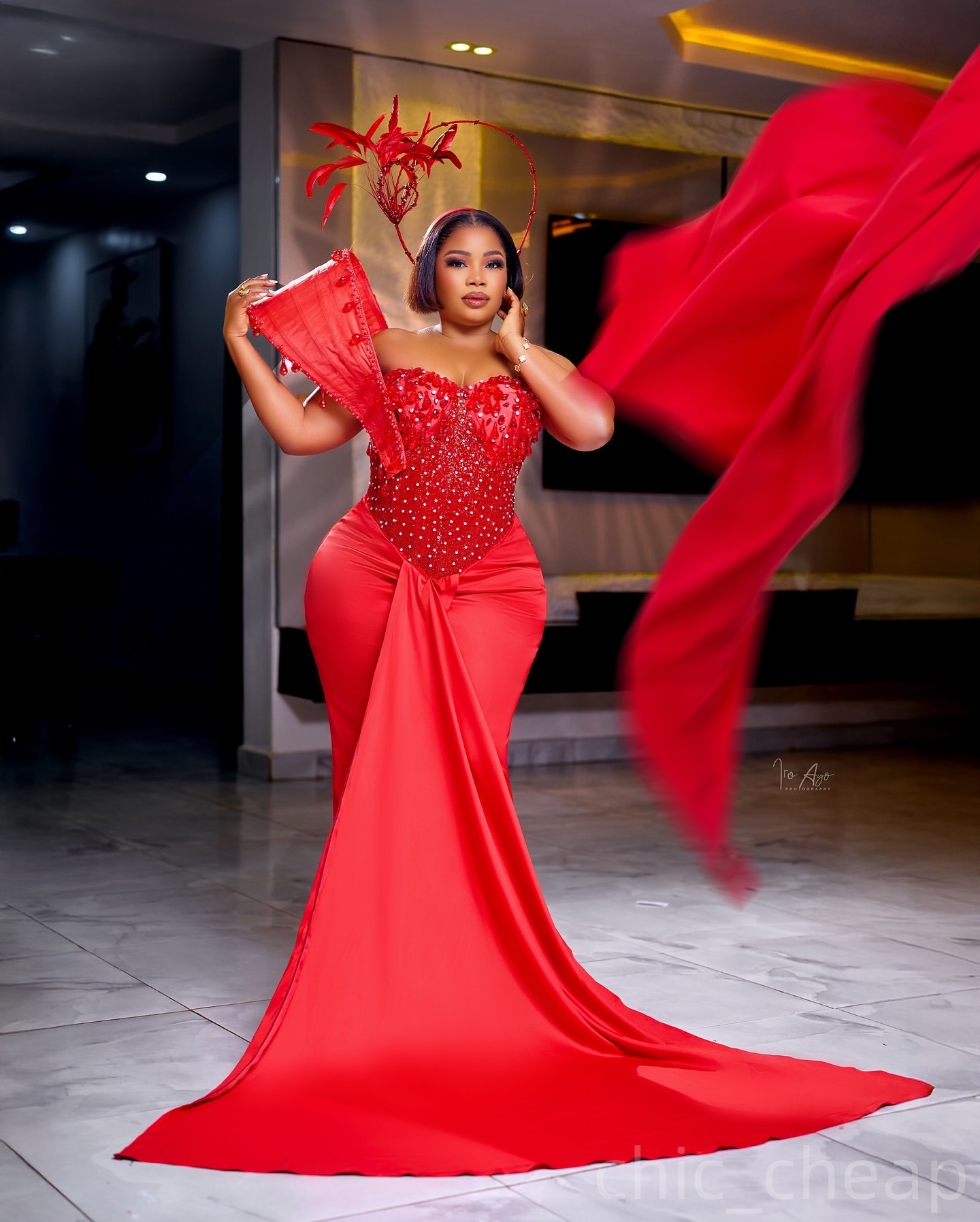 Red Mermaid Prom Dresses 2025 Rhinestones Beaded Satin Stylish Evening Formal Party Second Birthday Engagement Gowns Plus Size Dress For Special Occas