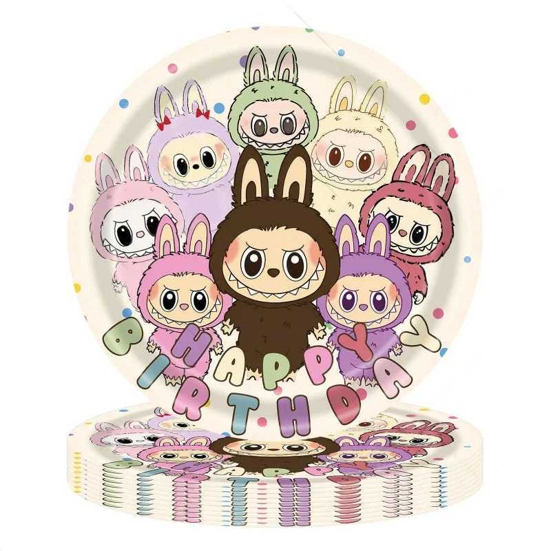 New Arrival The Monster Labubu Anime Peripherals Paper Towel Box Disposable Picnic Cup Tablecloth Room Decoration Birthday Gifts X250612