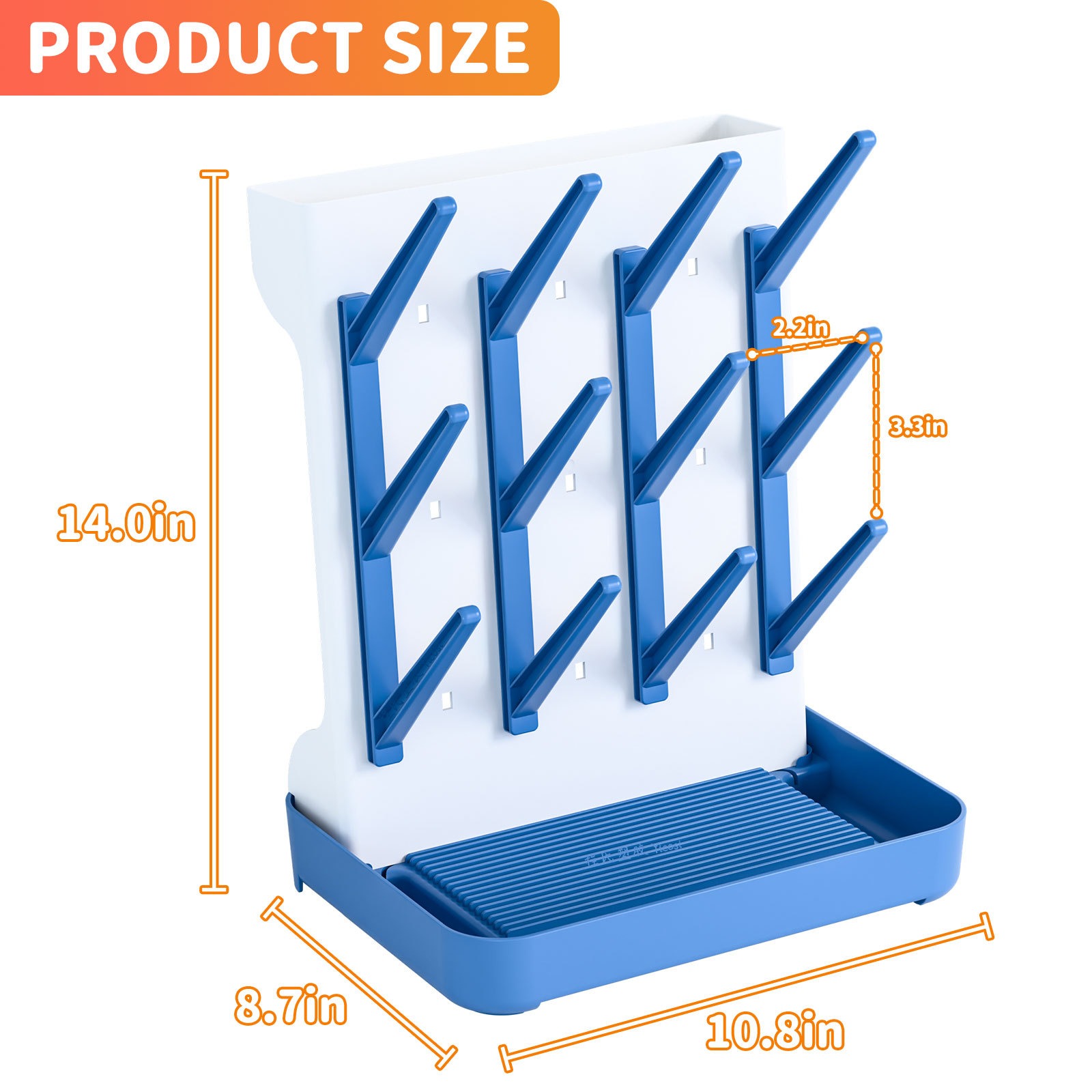 aby Bottle Drying Rack with 16 Hooks, Space Saving Kitchen Bottles Rack Dryer, Vertical Baby Bottle Holder Organizer for Countertop Storage Accessorie