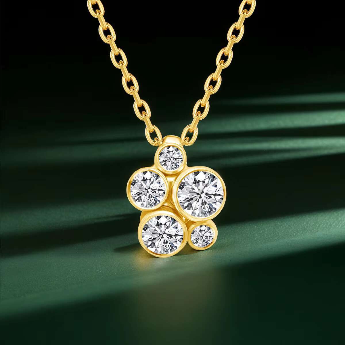 Fine Jewelry Woman Birthday Engagement Gift 14K Gold Hollow Moissanite Irregular Personalized Flower Pendant